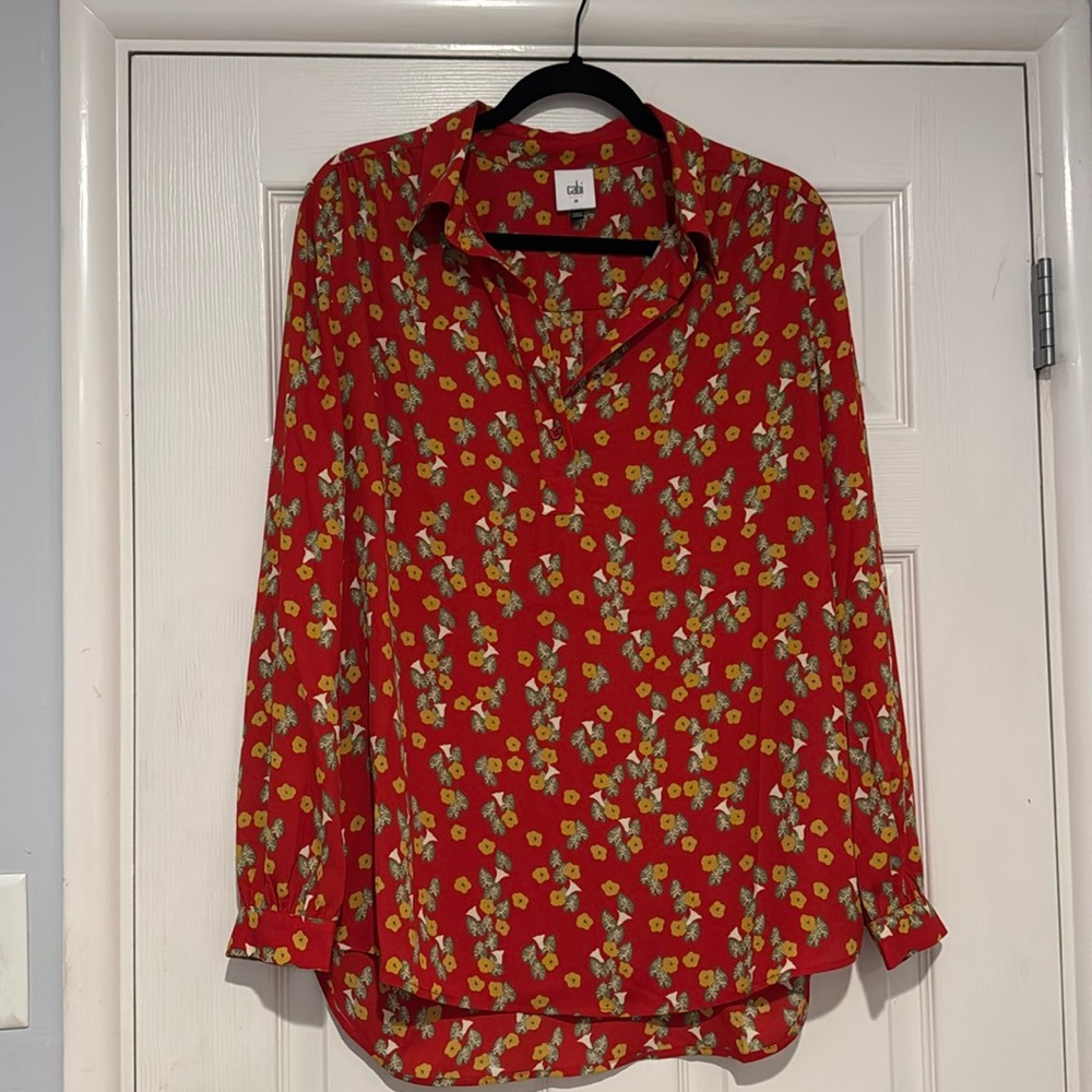 Red Floral Blouse